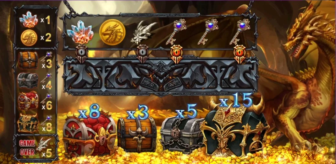 巨龍寶藏BONUSGAME,巨龍噴火寶藏加倍 星城巨龍寶藏BONUSGAME初始畫面-龍的遊戲